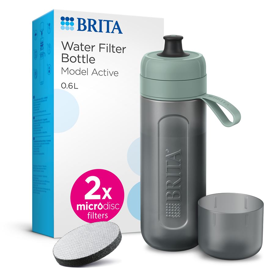 BRITA Fill&Go Active filtračná fľaša na vodu 0,6 l, zelená + 2x filter MicroDisc