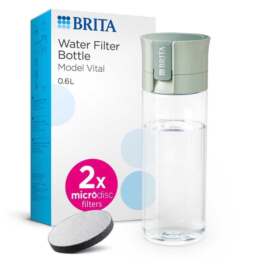 BRITA Fill&Go Vital filtračná fľaša na vodu 0,6 l, zelená + 2x filter MicroDisc