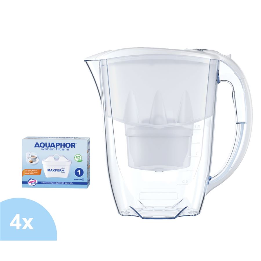 Filtračná kanvica Aquaphor Amethyst biela 2,8 l + 4 ks filtra Aquaphor Maxfor+