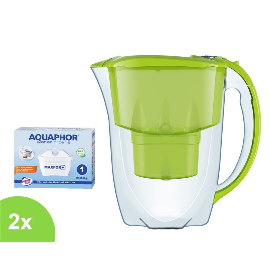 Filtračná kanvica Aquaphor Amethyst zelená (citrónová) 2,8 l + 2 ks filtra Aquaphor Maxfor+