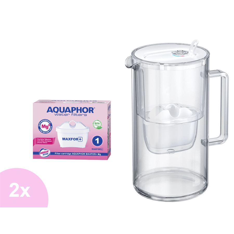 Aquaphor Glass filtračná sklenená kanvica biela 2,5 l + 2 ks filtra Maxfor+ Mg