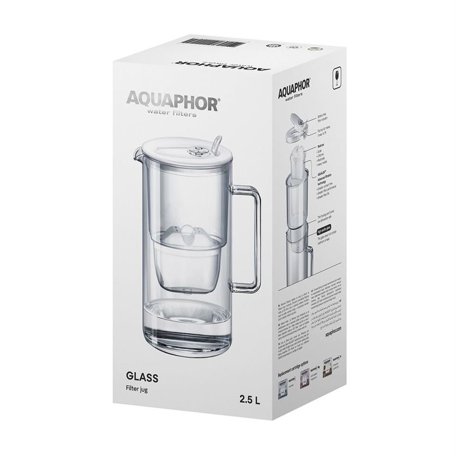 Aquaphor Glass filtračná sklenená kanvica biela 2,5 l + 4 ks filtra Maxfor+ Mg