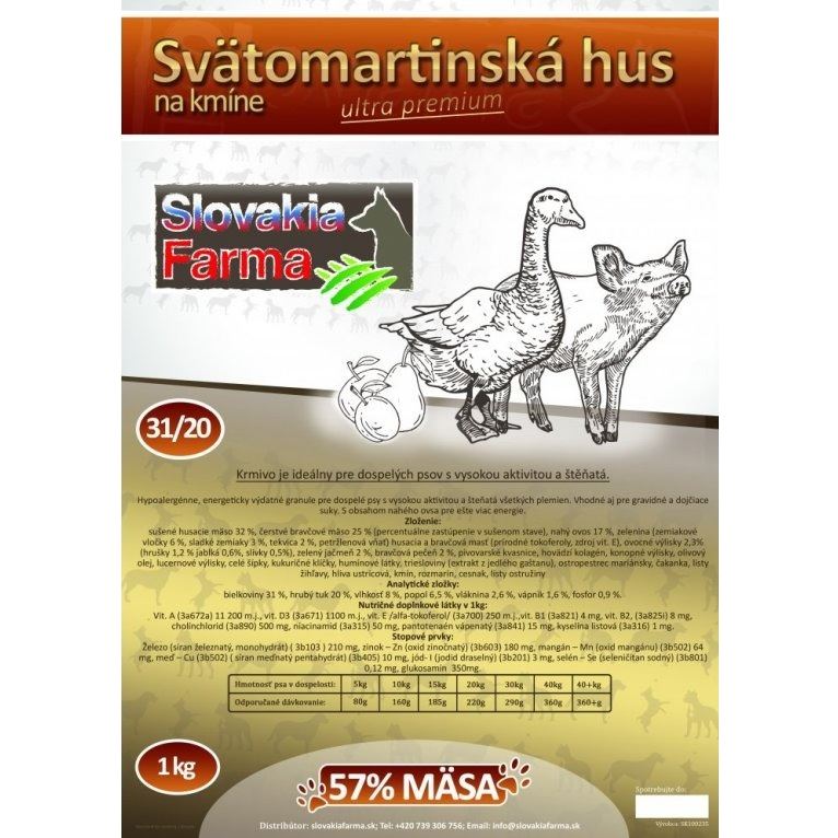 Slovakia Farma - Svätomartinská hus 31/20 hypoalergénne granule pre psy 1 kg