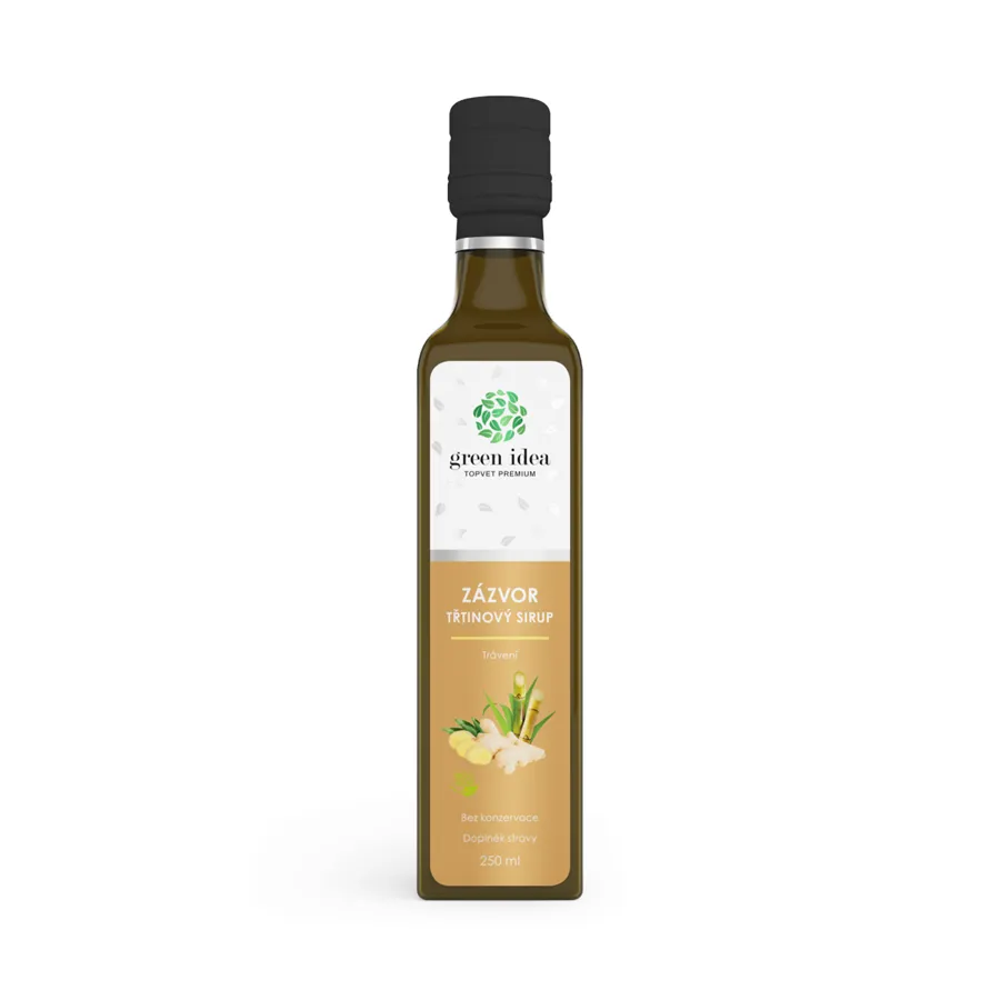 Green idea Zázvor trstinový sirup 250 ml - trávenie, prechladnutie